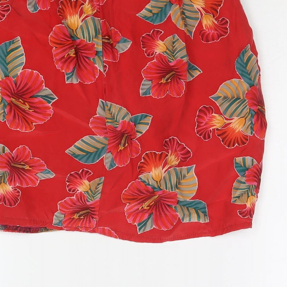 Dana Buchman Womens Red Floral Silk A-Line Skirt Size 8 Zip