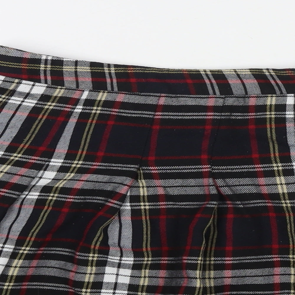 New Look Womens Black Check Polyester Skater Skirt Size 12 Zip