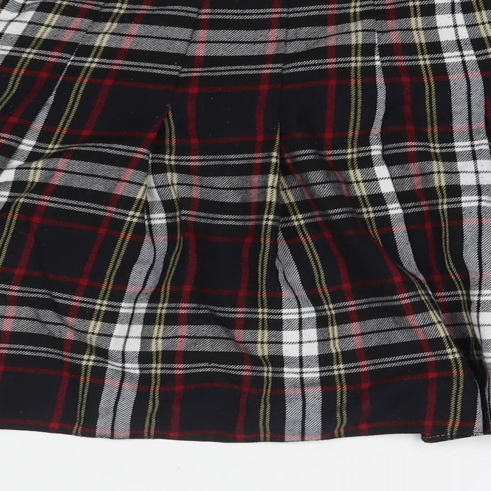 New Look Womens Black Check Polyester Skater Skirt Size 12 Zip