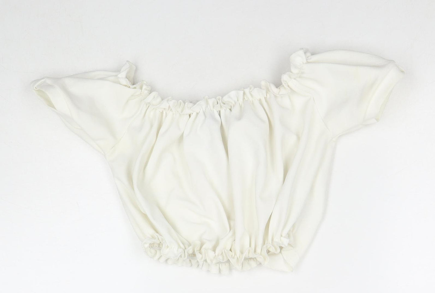 New Look Womens White Polyester Cropped T-Shirt Size 8 Off the Shoulder