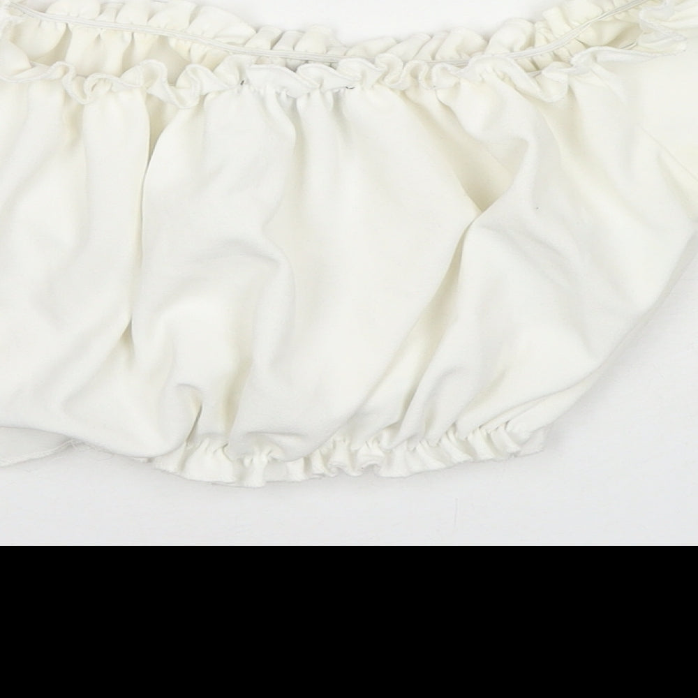 New Look Womens White Polyester Cropped T-Shirt Size 8 Off the Shoulder