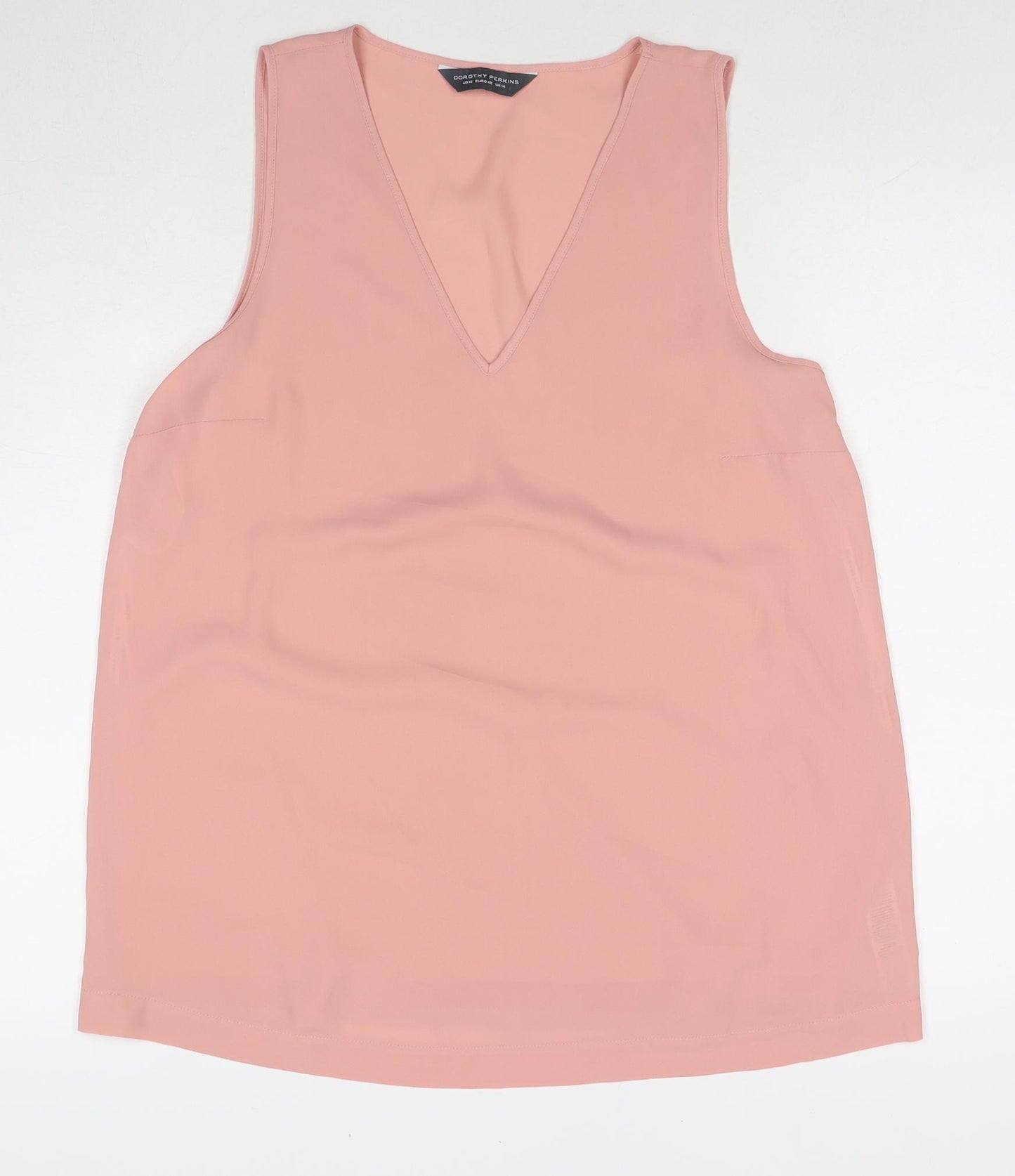 Dorothy Perkins Womens Pink Polyester Basic Tank Size 14 Collared