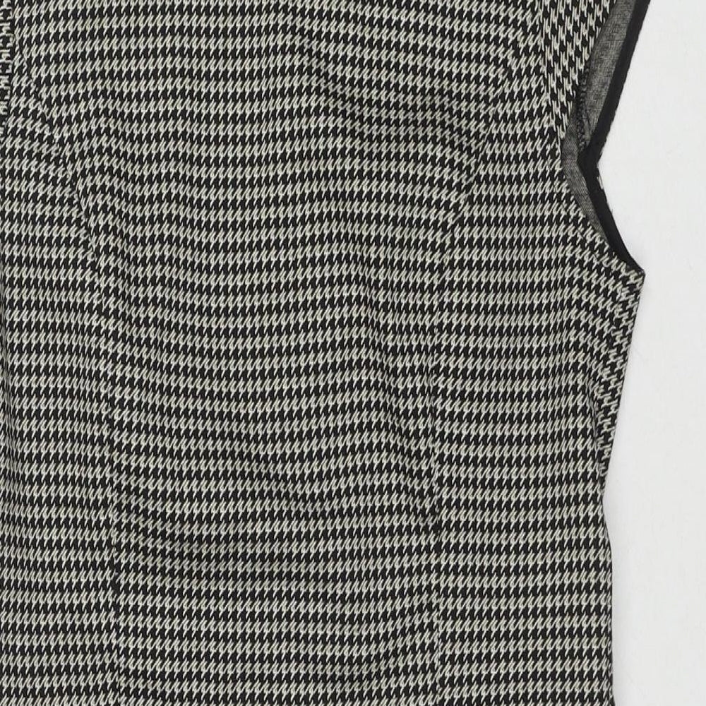 H&M Womens Black Houndstooth Polyester A-Line Size 10 Round Neck Zip