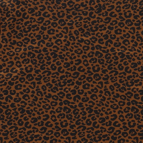 St Michael Womens Brown Animal Print Polyester Basic Blouse Size 14 Round Neck