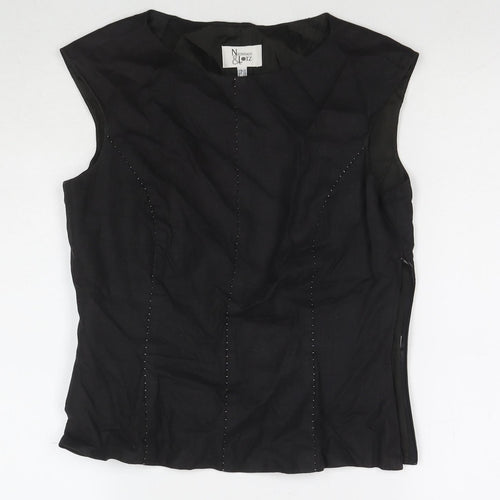 Nienham & lotz Womens Black Polyester Basic Tank Size 10 Round Neck
