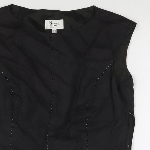 Nienham & lotz Womens Black Polyester Basic Tank Size 10 Round Neck
