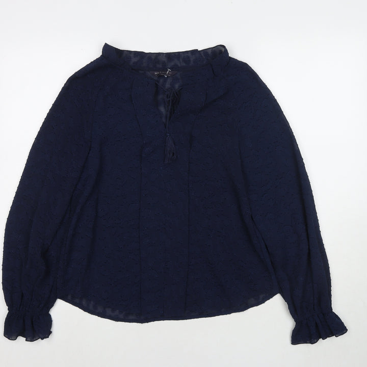 Marks and Spencer Womens Blue Polyester Basic Blouse Size 6 Round Neck