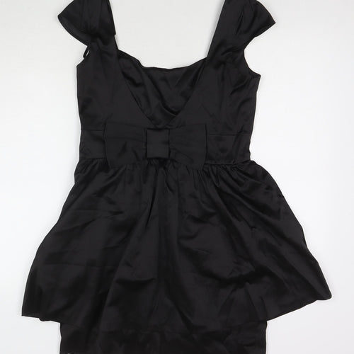 Topshop Womens Black Polyester A-Line Size 14 Round Neck Zip