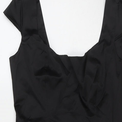 Topshop Womens Black Polyester A-Line Size 14 Round Neck Zip