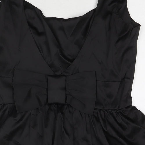 Topshop Womens Black Polyester A-Line Size 14 Round Neck Zip