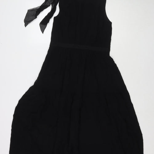 L.K. Bennett Womens Black Silk Ball Gown Size 10 Round Neck Zip