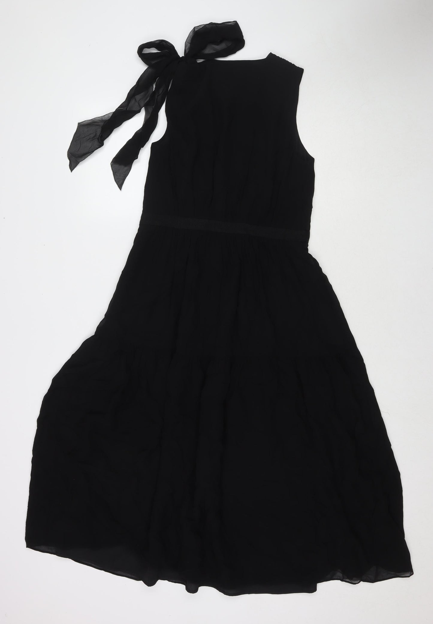 L.K. Bennett Womens Black Silk Ball Gown Size 10 Round Neck Zip