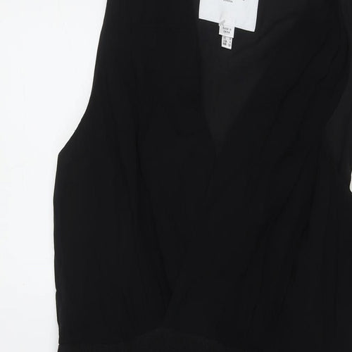 L.K. Bennett Womens Black Silk Ball Gown Size 10 Round Neck Zip