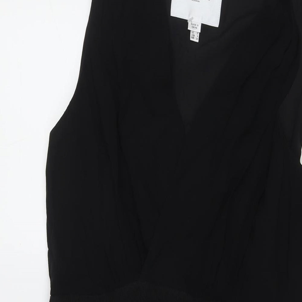 L.K. Bennett Womens Black Silk Ball Gown Size 10 Round Neck Zip