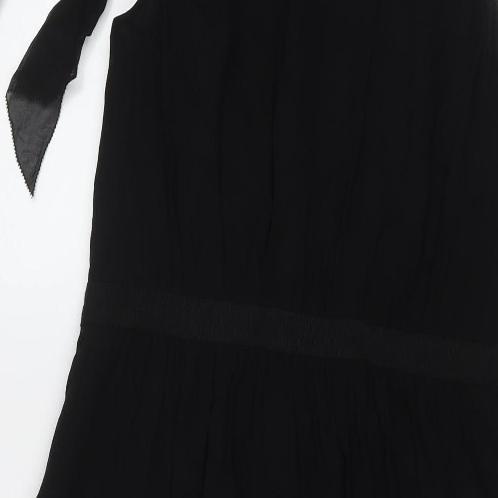 L.K. Bennett Womens Black Silk Ball Gown Size 10 Round Neck Zip