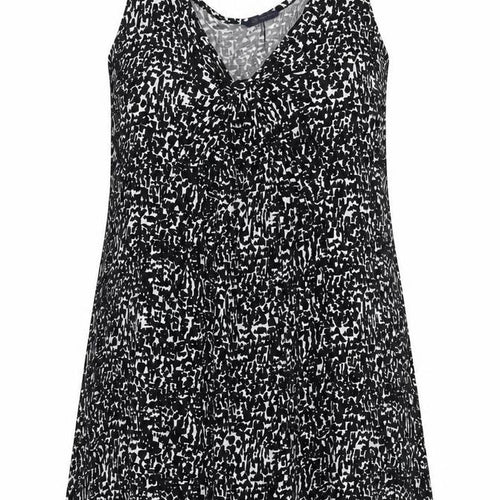 Marks and Spencer Womens Black Geometric Viscose Tank Dress Size 16 Scoop Neck Pullover