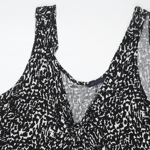 Marks and Spencer Womens Black Geometric Viscose Tank Dress Size 16 Scoop Neck Pullover