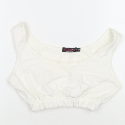 Classic Manchester Womens White Cotton Cropped Tank Size 6 Scoop Neck