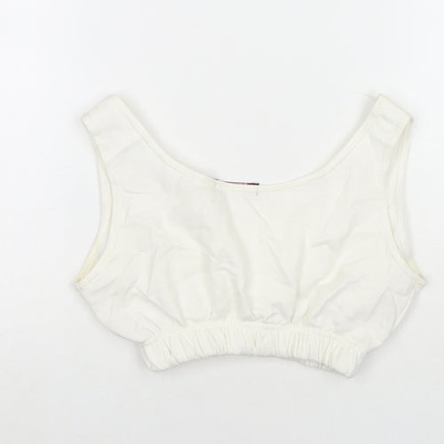 Classic Manchester Womens White Cotton Cropped Tank Size 6 Scoop Neck