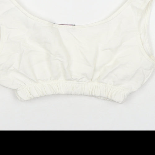 Classic Manchester Womens White Cotton Cropped Tank Size 6 Scoop Neck