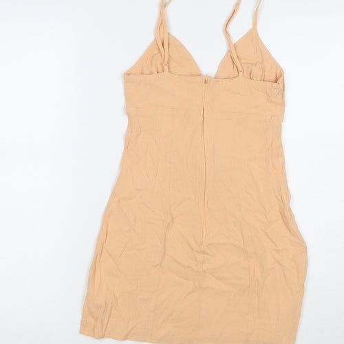 H&M Womens Orange Viscose Mini Size XS V-Neck Zip