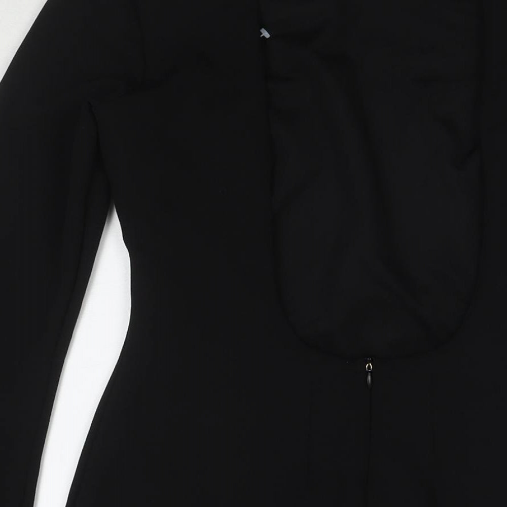 Zara Womens Black Polyester A-Line Size M Round Neck Buckle