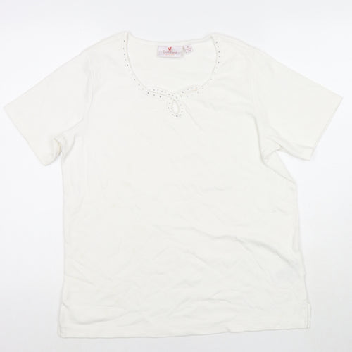 Jeanne Bice Womens White Cotton Basic T-Shirt Size M Round Neck