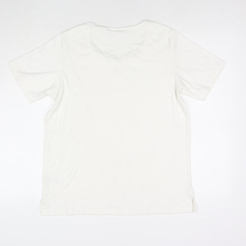 Jeanne Bice Womens White Cotton Basic T-Shirt Size M Round Neck