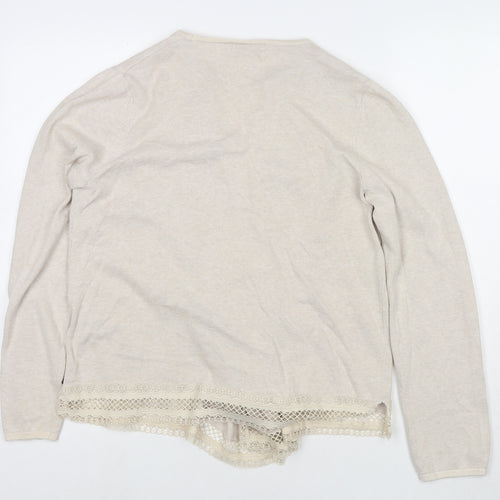 Marks and Spencer Womens Beige V-Neck Polyester Cape Jumper Size 12