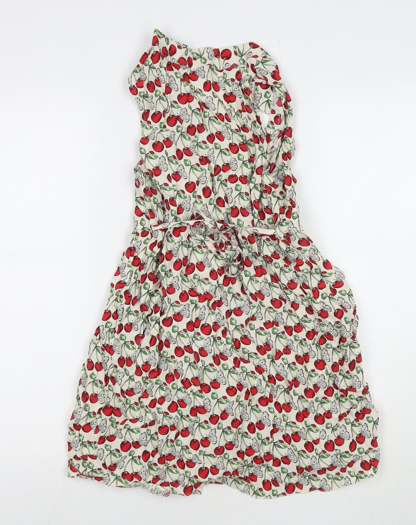 Dorothy Perkins Womens Multicoloured Geometric Viscose Tank Dress Size 14 Round Neck Button - Cherries