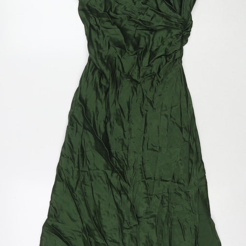 Zara Womens Green Polyester Maxi Size S V-Neck Pullover