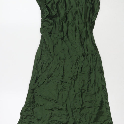 Zara Womens Green Polyester Maxi Size S V-Neck Pullover