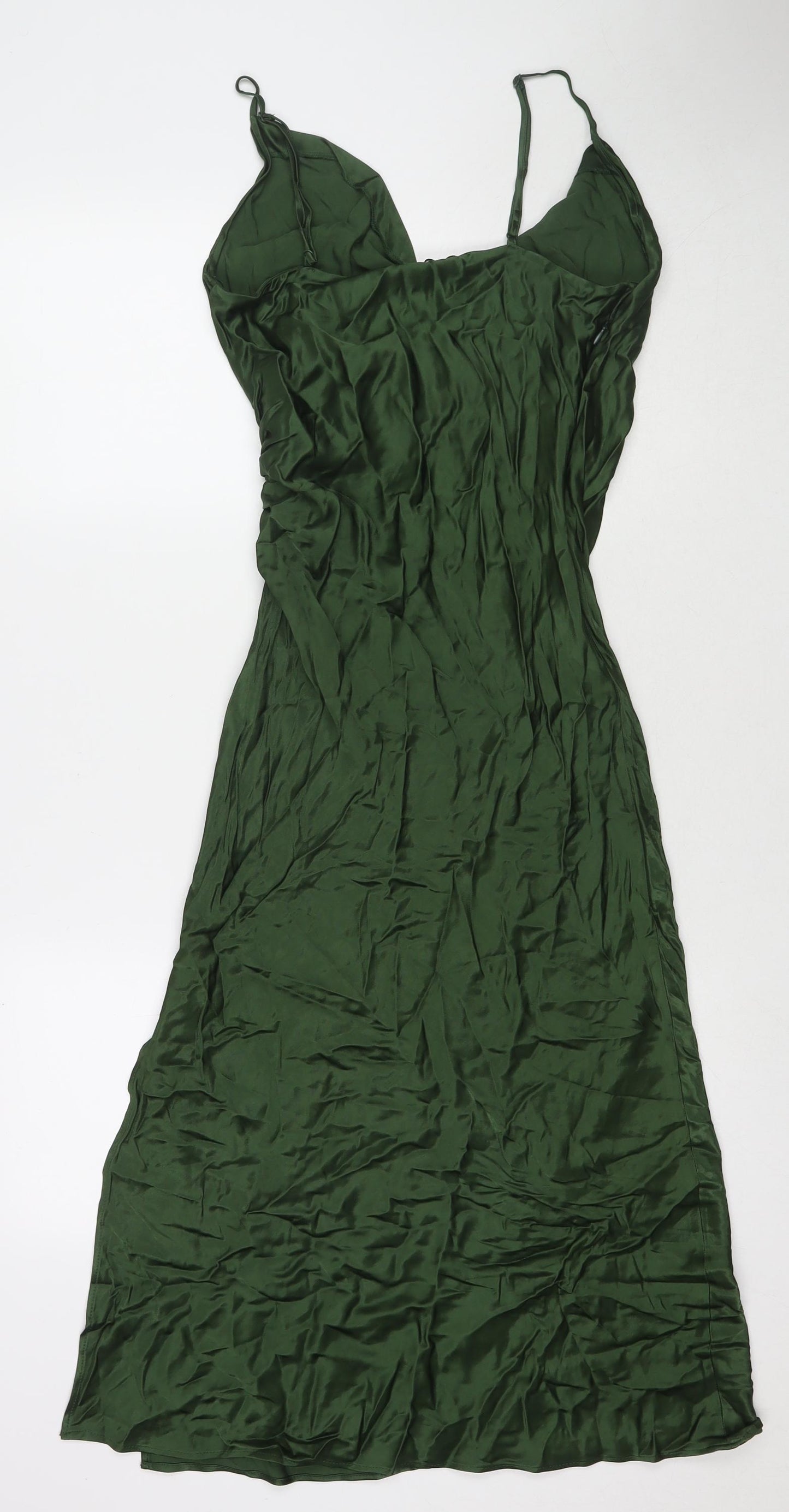Zara Womens Green Polyester Maxi Size S V-Neck Pullover