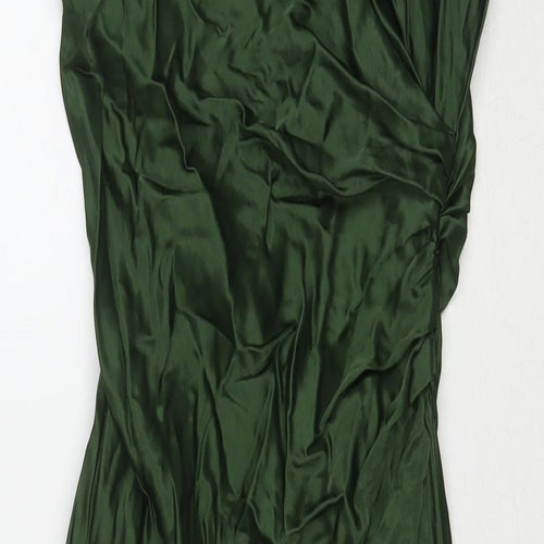 Zara Womens Green Polyester Maxi Size S V-Neck Pullover