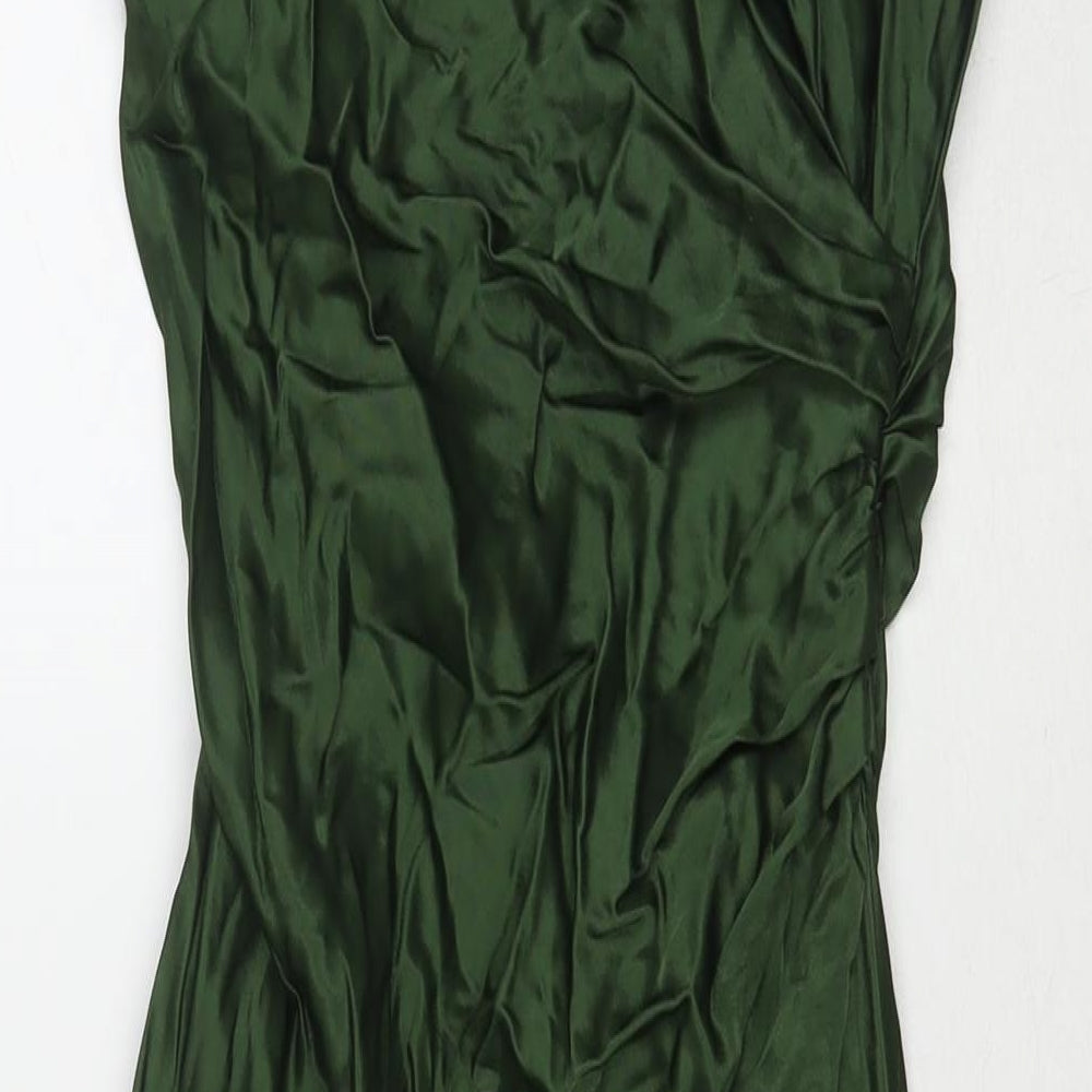 Zara Womens Green Polyester Maxi Size S V-Neck Pullover