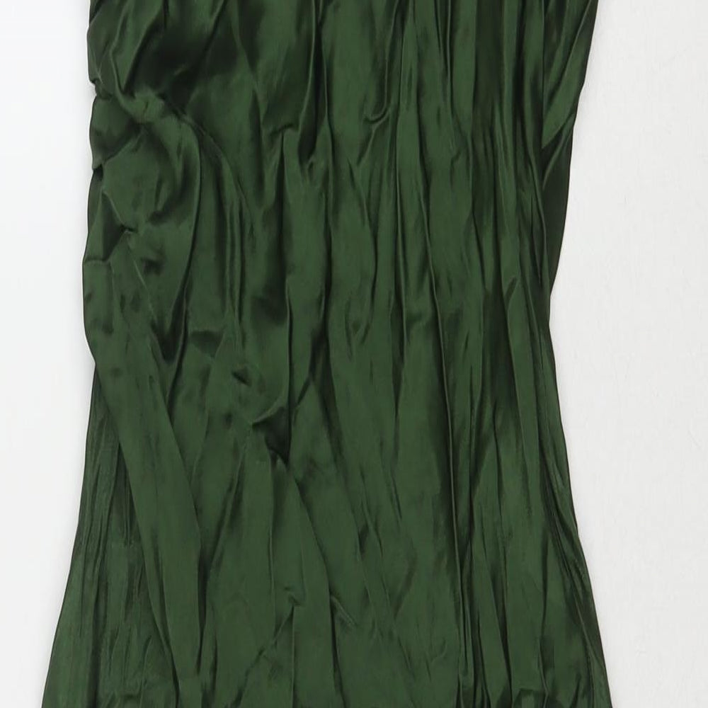 Zara Womens Green Polyester Maxi Size S V-Neck Pullover