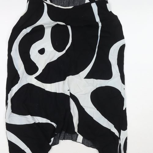 Escapada Womens Black Geometric Viscose Tunic Tank Size L Round Neck