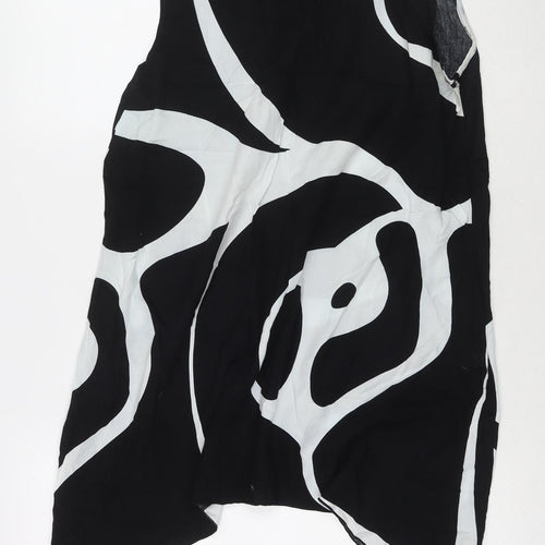 Escapada Womens Black Geometric Viscose Tunic Tank Size L Round Neck
