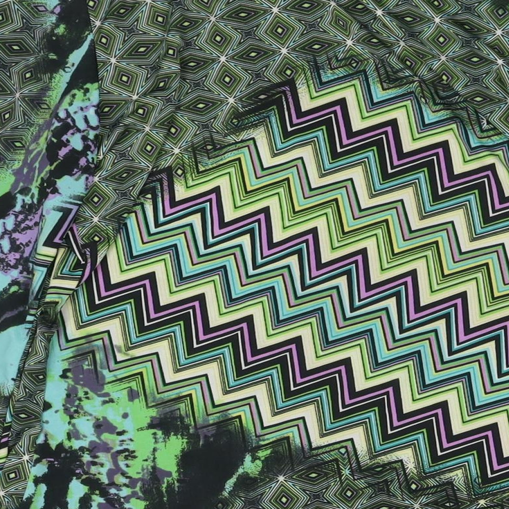Tilly Tizzaro Womens Green Geometric Polyester A-Line Size 14 Boat Neck Pullover