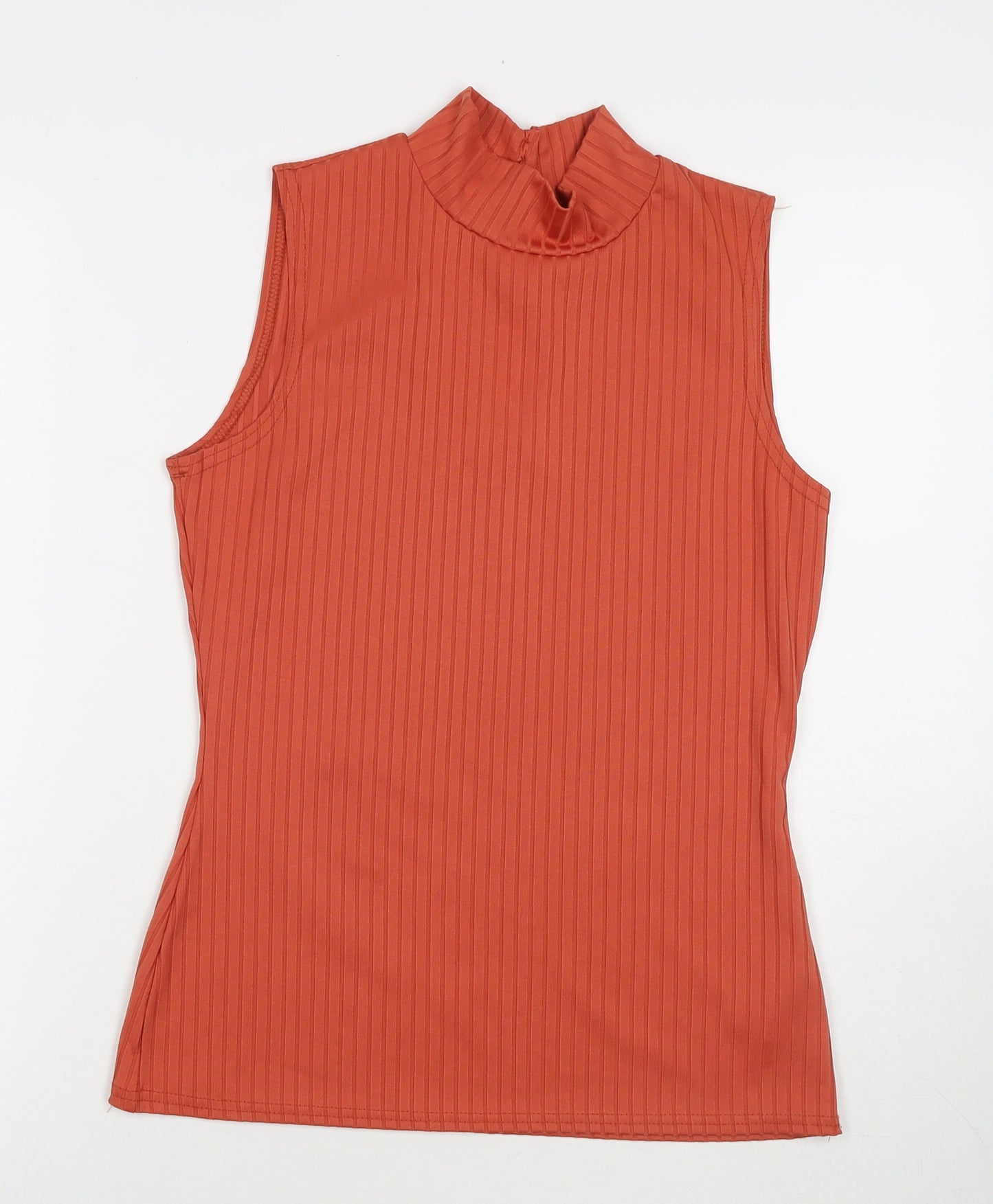 Jane Norman Womens Orange Polyester Basic Tank Size 14 Mock Neck