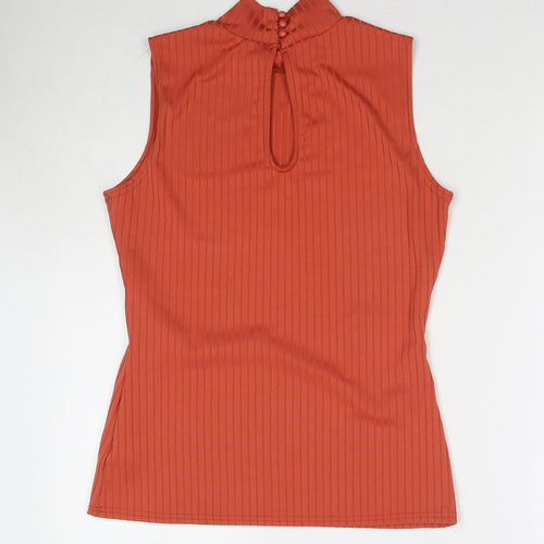 Jane Norman Womens Orange Polyester Basic Tank Size 14 Mock Neck
