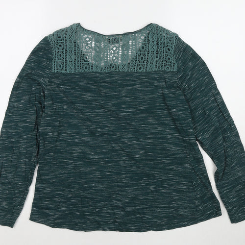 Denim & Co. Womens Green Cotton Basic Blouse Size 18 Round Neck
