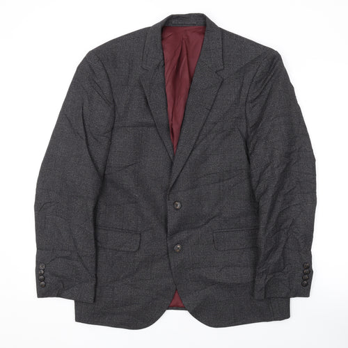 Marks and Spencer Mens Grey Plaid Polyester Jacket Suit Jacket Size 40 Regular
