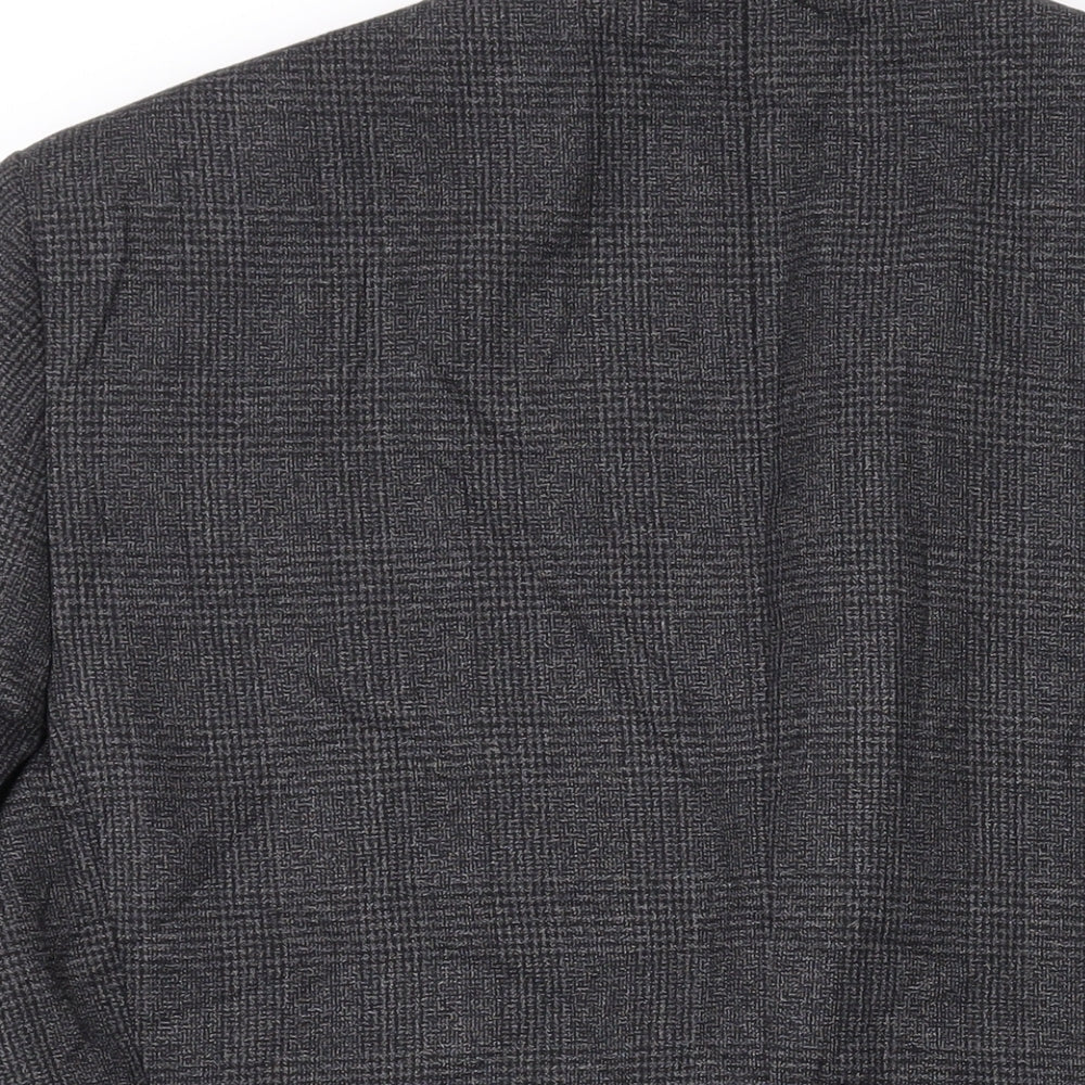 Marks and Spencer Mens Grey Plaid Polyester Jacket Suit Jacket Size 40 Regular