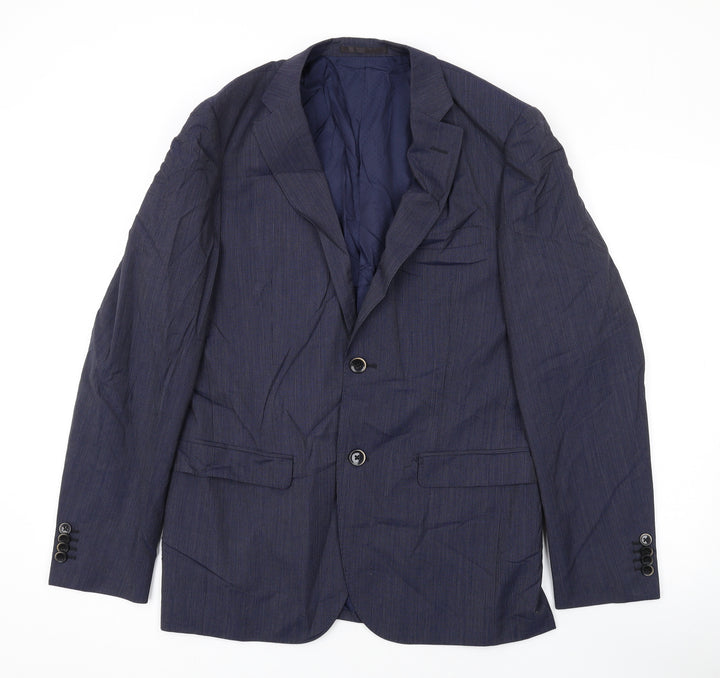 Luca D'Altier Mens Blue Wool Jacket Suit Jacket Size 48 Regular