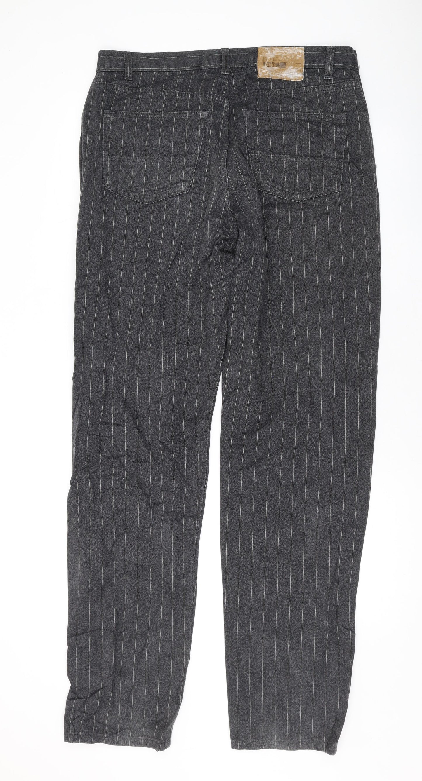 Paul Smith Mens Grey Striped Polyester Straight Jeans Size 34 in L34 in Regular Button