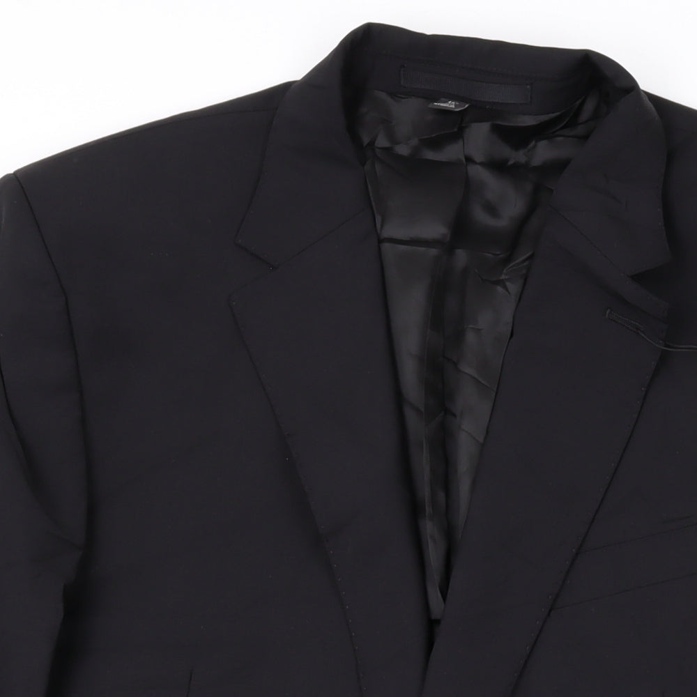 Marks and Spencer Mens Black Polyester Jacket Suit Jacket Size 40 Regular