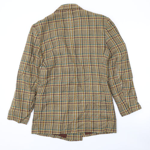 Equation Womens Brown Plaid Jacket Blazer Size 10 Button