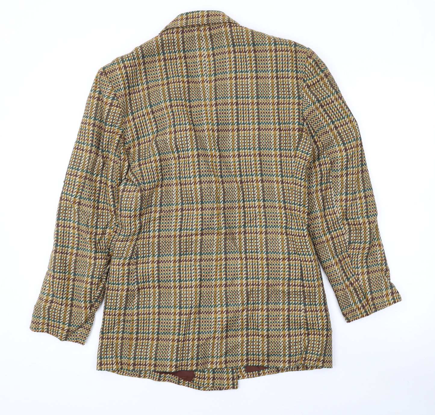 Equation Womens Brown Plaid Jacket Blazer Size 10 Button