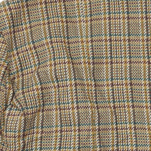 Equation Womens Brown Plaid Jacket Blazer Size 10 Button
